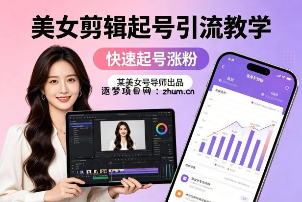 某美女号导师出品:美女剪辑起号引流教学,快速起号涨粉-逐梦项目网